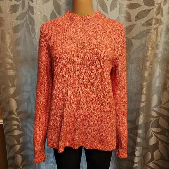 Loft Mock Neck Ribbed Red and White Sweater Size M - Picture 11 of 11